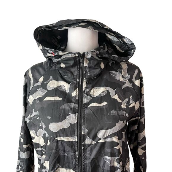 Nike Small T/F Windrunner Jacket Hooded Full Zip Thin Black Camo Pockets - Picture 6 of 14
